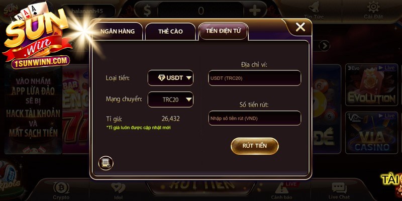 Hệ thống thanh toán rút tiền SUNWIN hiện đại minh bạch
